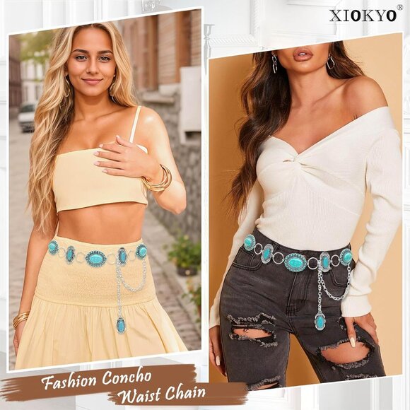 Turquoise Concho Western Belt Silver Cowgirl Country Accessories for Women - Picture 3 of 7